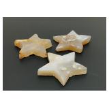 3 carved quartz crystal stars 3''