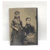 Victorian Mother Daughter Tin Type 4''
