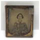 1850's Lady Tin Type on glass 3''