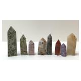 8 carved quartz crystal obelisks 5''