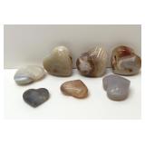 7 Carved Crystal Hearts 2.5''