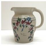 Yesteryears pottery pitcher hand painted 8''