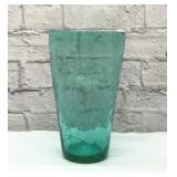 BLENKO large turquoise vase, crackle glass 10''