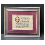 ' I SHALL WEAR PURPLE'' framed cameo art
