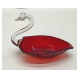 8' Duncan Miller Ruby red glass Swan