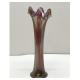1930's Fenton Fine rib carnival swung glass vase