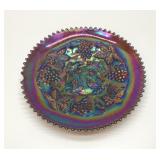 9' Northwood, grape and cable carnival glass plate