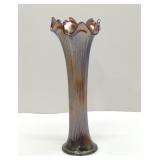 1930's Fenton Fine rib carnival swung glass vase