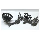2 antique oil lamp wall brackets 11'
