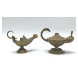 2 Brass Aladdin's Genie style oil lamps