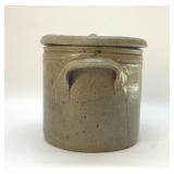 JD CRAVEN POTTERY CROCK WITH LID 1800's