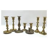 Assorted brass candlesticks 7''