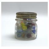 Antique ball jar with marbles 3.5''