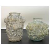 2 small Goofus Glass Vases 7''