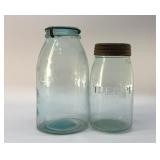 2 1867 blue jars, the gem,  Cohansey