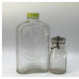 2 1930's jars, 1 HEMINGRAY qt water, 1/2 pt,