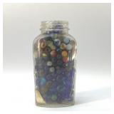 Antique marbles & shooters in a jar 8''