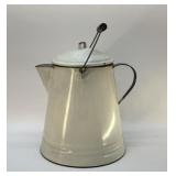 Large White enamel 'cowboy' coffee pot 13'