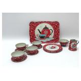 Children's vintage metal tea set
