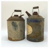 2 Antique gas cans 10''