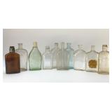 Antique whiskey, flasks bottles 8''