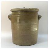 1827-1895 JD CRAVEN LIDDED POTTERY CROCK 10''