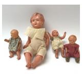 4 1920's Celluloid dolls