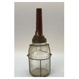 13' antique glass motor oil bottle