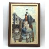 Tugboats oil painting