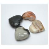 4 polished quartz, crystal hearts 3''