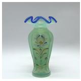 Hand painted Fenton Willow Green  vase