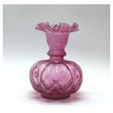 Fenton rock cranberry melon vase 8''