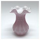 FENTON DUSTY ROSE OVERLAY VASE FLUTE & DOT