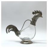 PEWTER/GLASS ROOSTER CARAFE'
