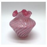 FENTON CANDY CANE SWIRL VASE 5.5''