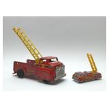 2 TIN LITHO FIRE TRUCKS 1950'S Wyandotte
