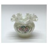 FENTON HANDPAINTED SIGNED RUFFLED BOWL
