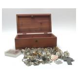 Lane jewelry chest with jewelry, cufflinks