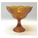 8' Indiana harvest grape Amber glass compote