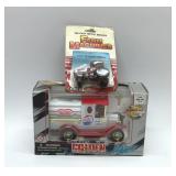 Pepsi truck bank, case farm machine tractor