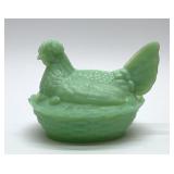JADEITE HEN ON A NEST 6''