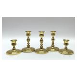 5 BALDWIN BRASS CANDLESTICKS