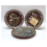 3 FENTON CARNIVAL GLASS PLATES