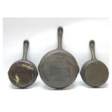 3 WAGNER CAST IRON SKILLETS