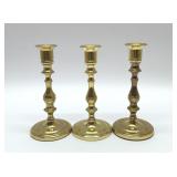3 BALDWIN BRASS CANDLESTICKS 7''