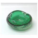 VTG BLOWN GLASS ASH TRAY/BOW  5''
