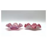 2 VTG FENTON RUGFLED PINK BOWLS