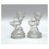 CHERUB GLASS CANDLEHOLDERS 4''