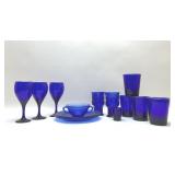 ASSORTED COBALT GLASSWARE