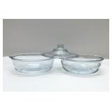 2 FIRE KING SAPPHIRE BLUE PHILBE CASSEROLE